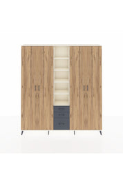 Arges Dolap 17 Raflı 3 Çekmeceli 4 Kapaklı 220x30x243 Aytaşı-Çam/Antrasit