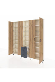 Arges Dolap 17 Raflı 3 Çekmeceli 4 Kapaklı 220x30x243 Aytaşı-Çam/Antrasit