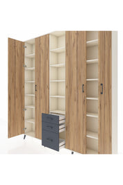 Arges Dolap 17 Raflı 3 Çekmeceli 4 Kapaklı 220x30x243 Aytaşı-Çam/Antrasit