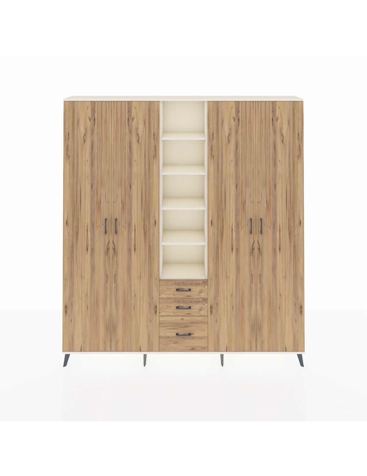 Arges Gardrop 17 Raflı 3 Çekmeceli 4 Kapaklı 220x30x243 Aytaşı-Çam