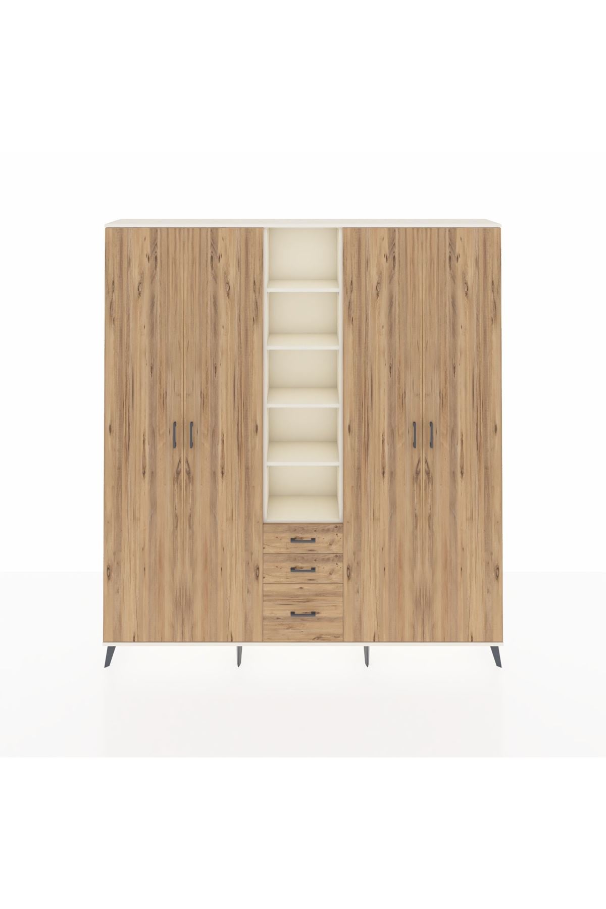 Arges Gardrop 17 Raflı 3 Çekmeceli 4 Kapaklı 220x30x243 Aytaşı-Çam