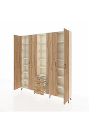 Arges Gardrop 17 Raflı 3 Çekmeceli 4 Kapaklı 220x30x243 Aytaşı-Çam