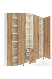 Arges Gardrop 17 Raflı 3 Çekmeceli 4 Kapaklı 220x30x243 Aytaşı-Çam