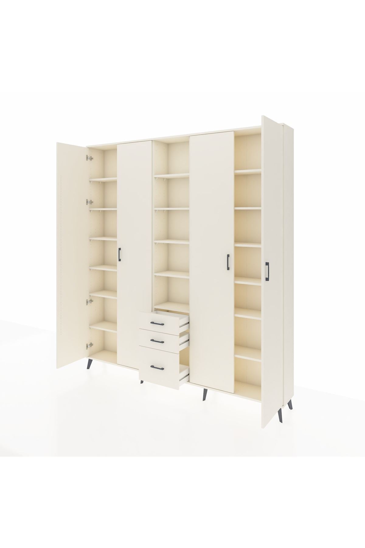 Arges Gardrop 17 Raflı 3 Çekmeceli 4 Kapaklı 220x30x243 Aytaşı-Aytaşı