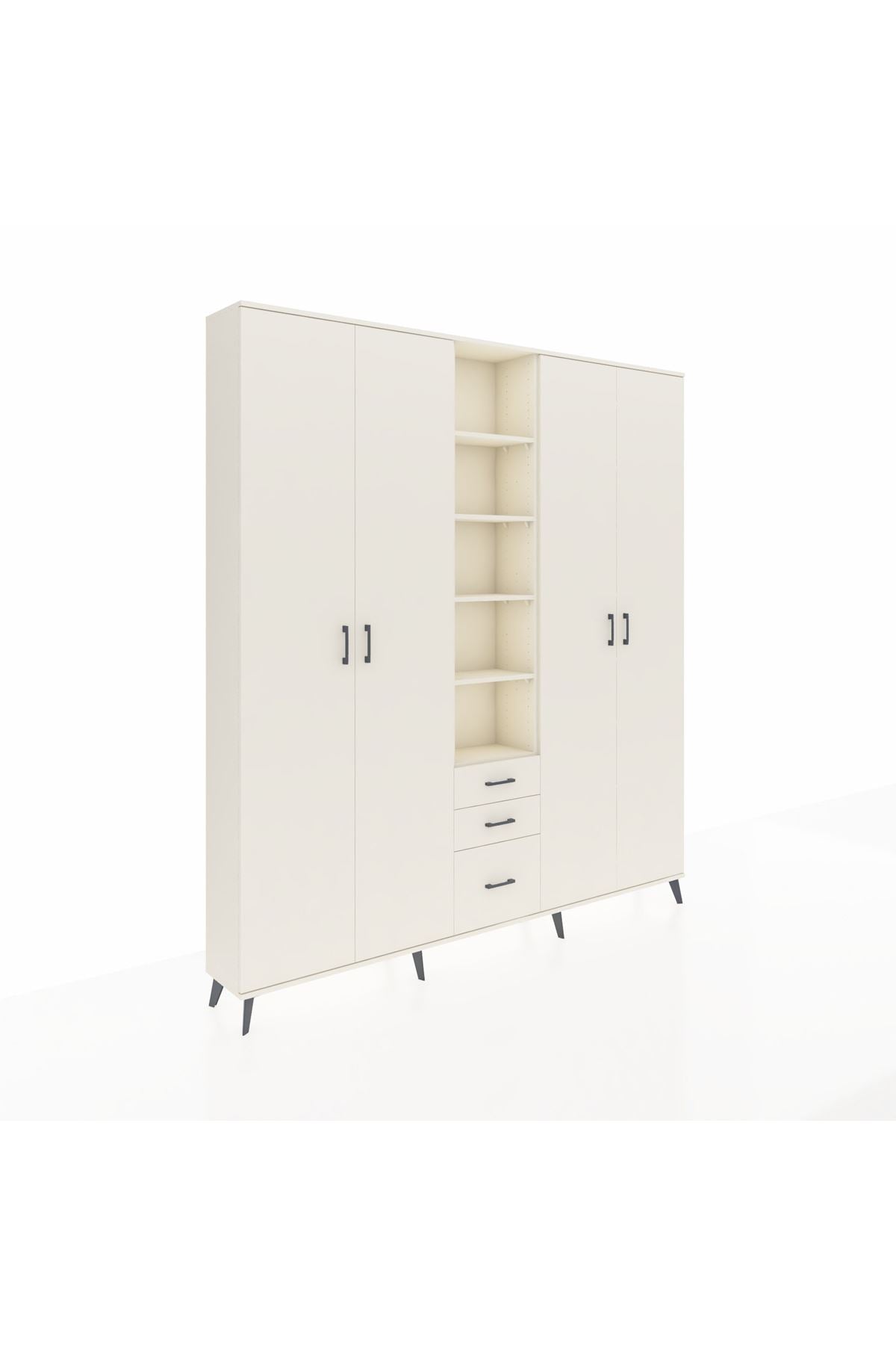 Arges Gardrop 17 Raflı 3 Çekmeceli 4 Kapaklı 220x30x243 Aytaşı-Aytaşı