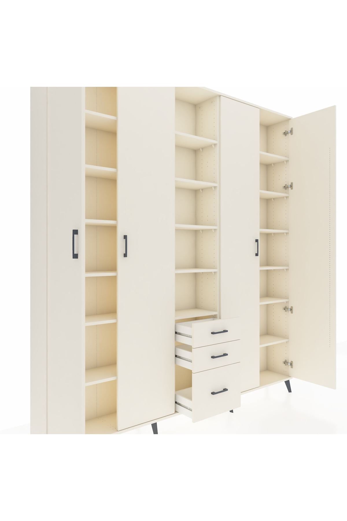 Arges Gardrop 17 Raflı 3 Çekmeceli 4 Kapaklı 220x30x243 Aytaşı-Aytaşı