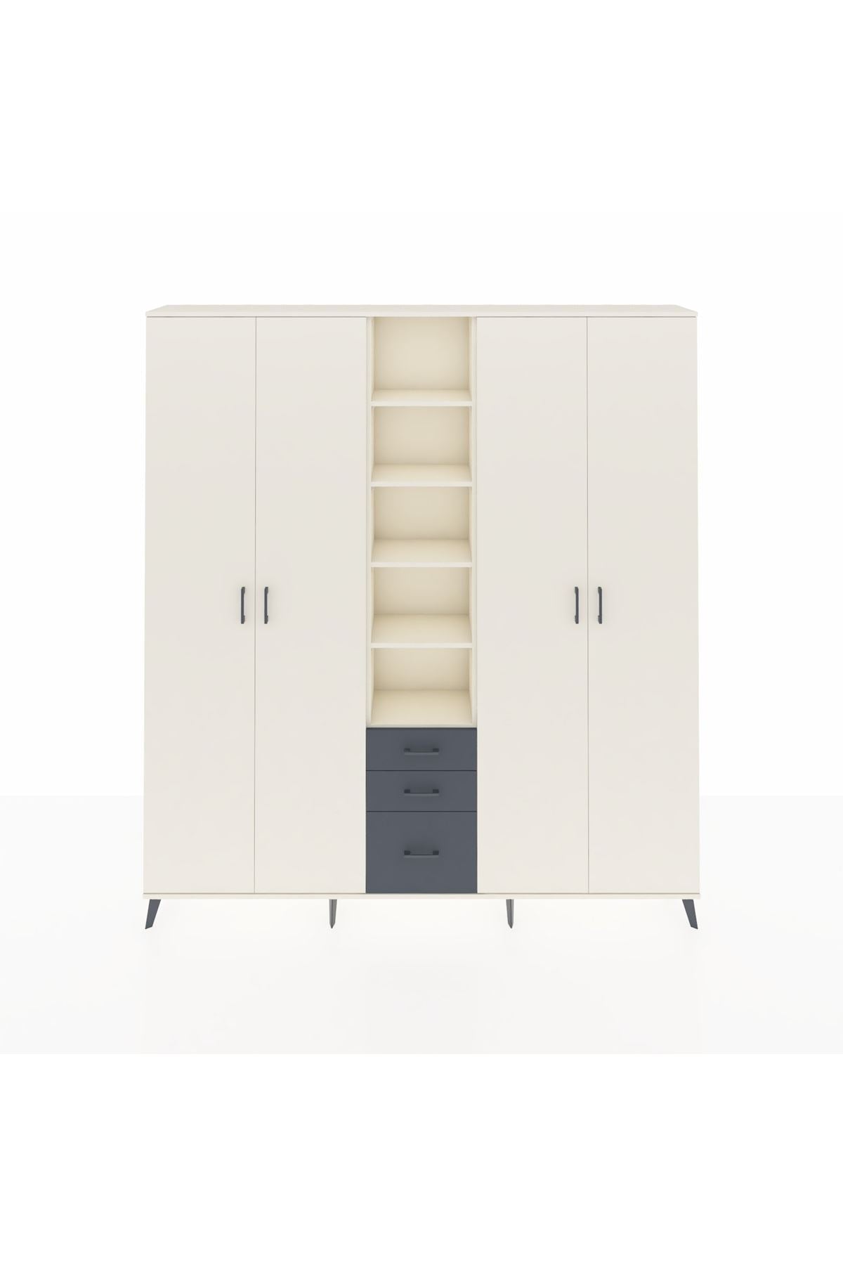 Arges Dolap 17 Raflı 3 Çekmeceli 4 Kapaklı 220x30x243 Aytaşı-Aytaşı/Antrasit