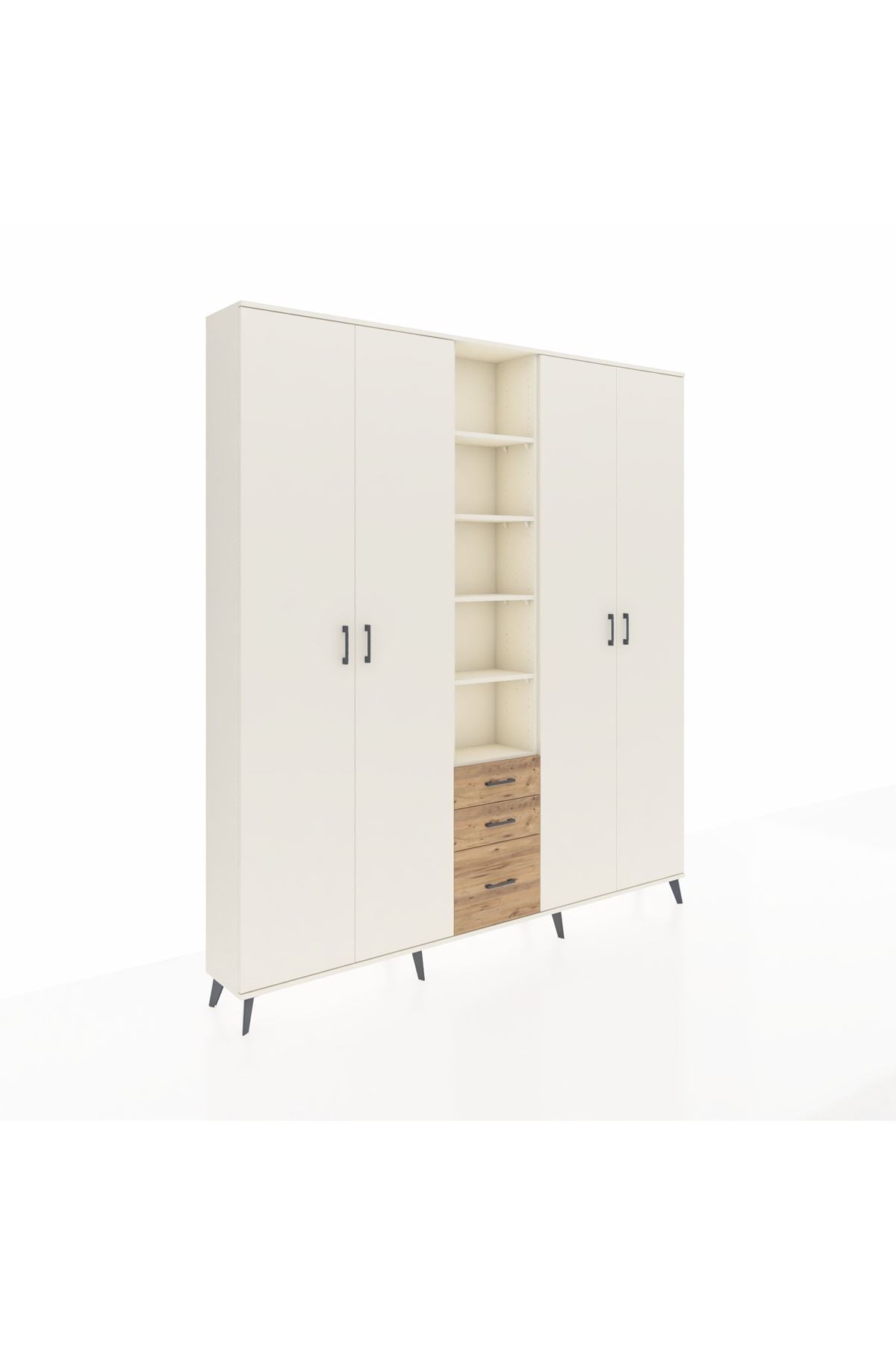 Arges Dolap 17 Raflı 3 Çekmeceli 4 Kapaklı 220x30x243 Aytaşı-Aytaşı/Çam