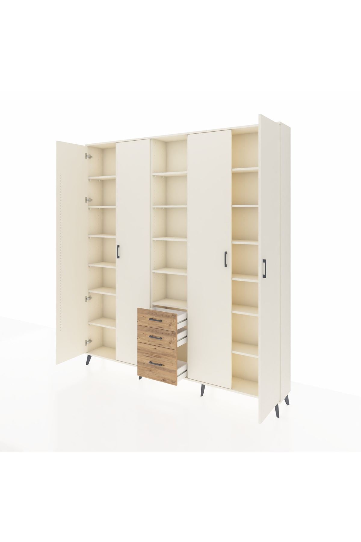 Arges Dolap 17 Raflı 3 Çekmeceli 4 Kapaklı 220x30x243 Aytaşı-Aytaşı/Çam