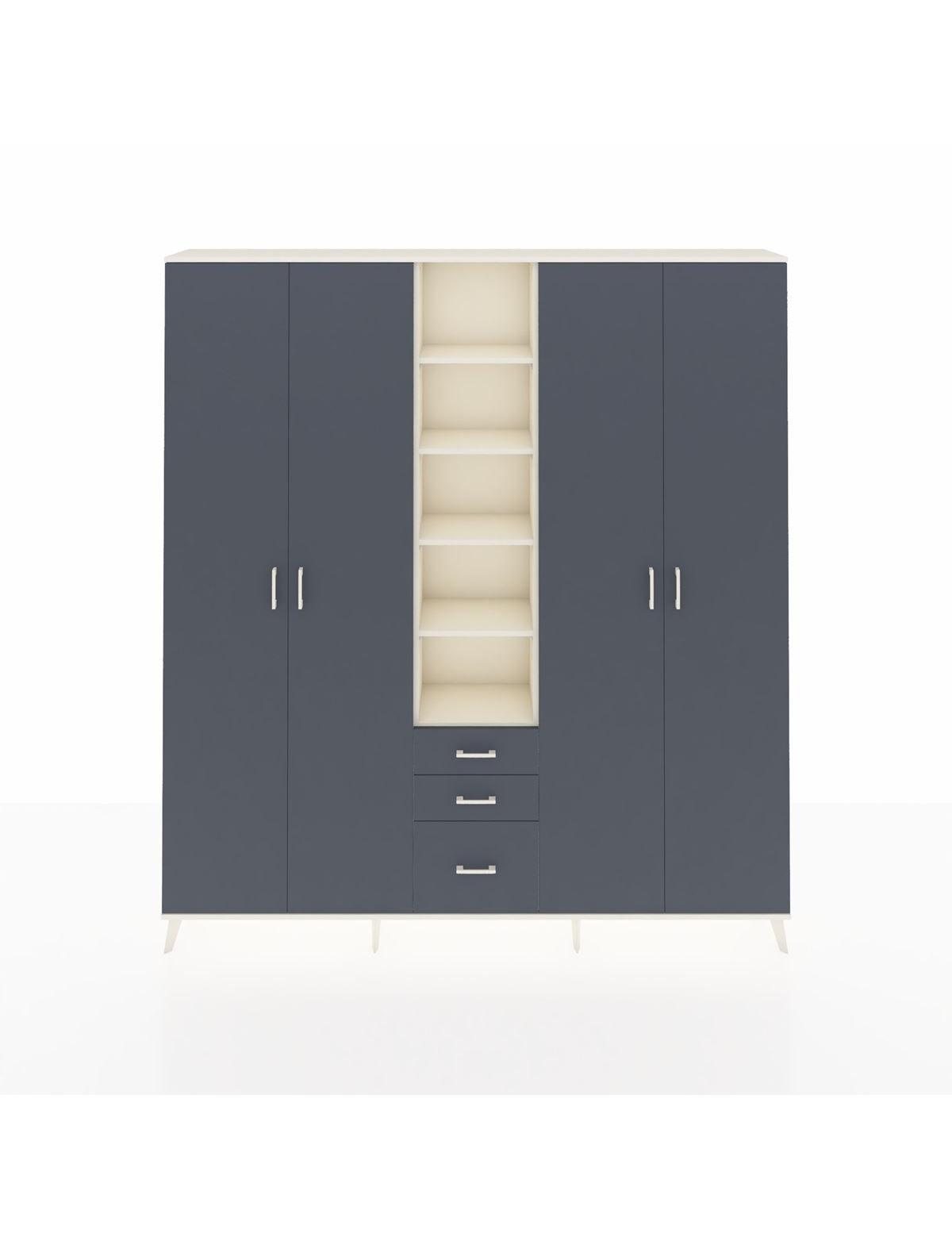 Arges Gardrop 17 Raflı 3 Çekmeceli 4 Kapaklı 220x30x243 Aytaşı-Antrasit