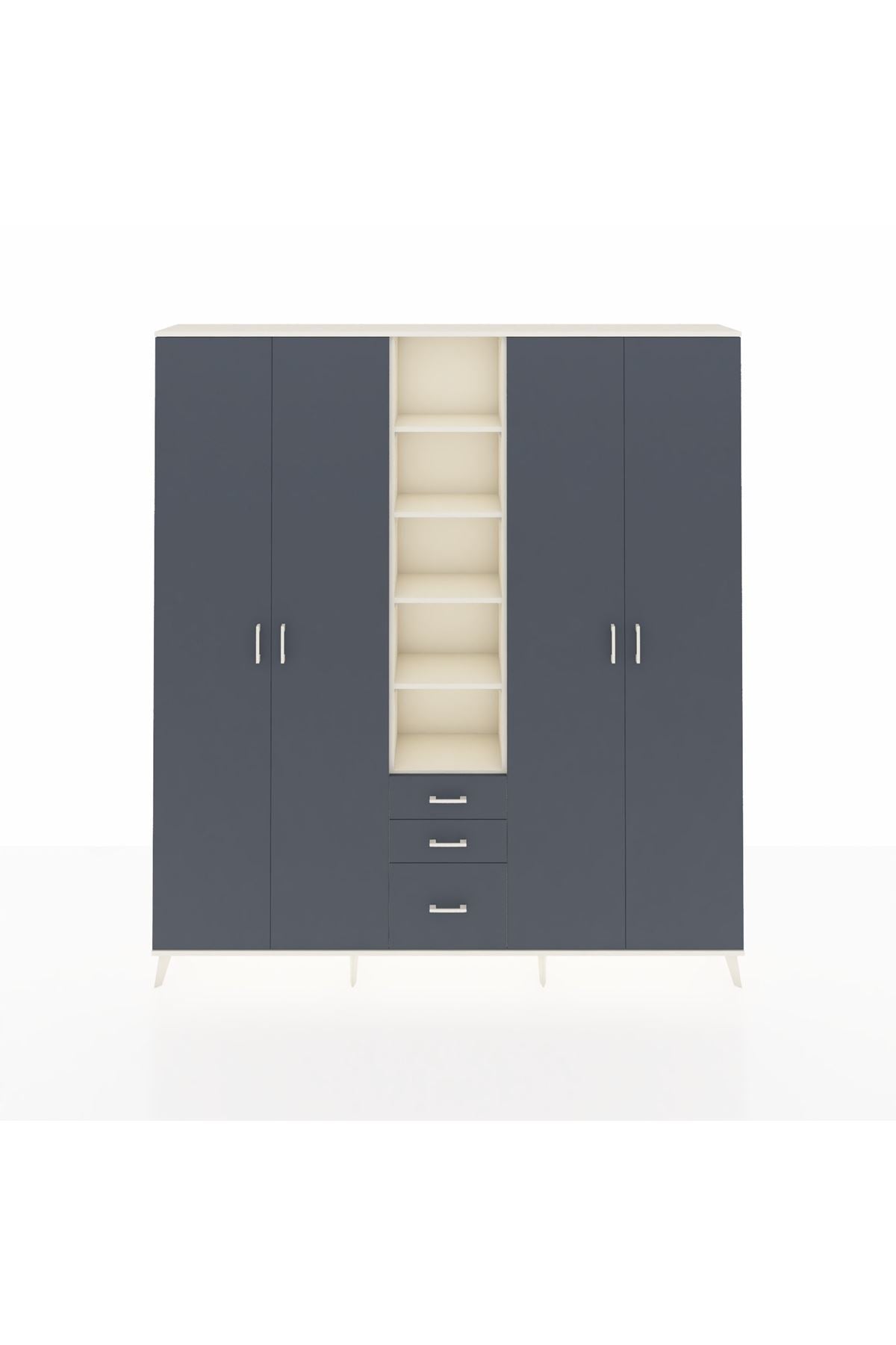 Arges Gardrop 17 Raflı 3 Çekmeceli 4 Kapaklı 220x30x243 Aytaşı-Antrasit