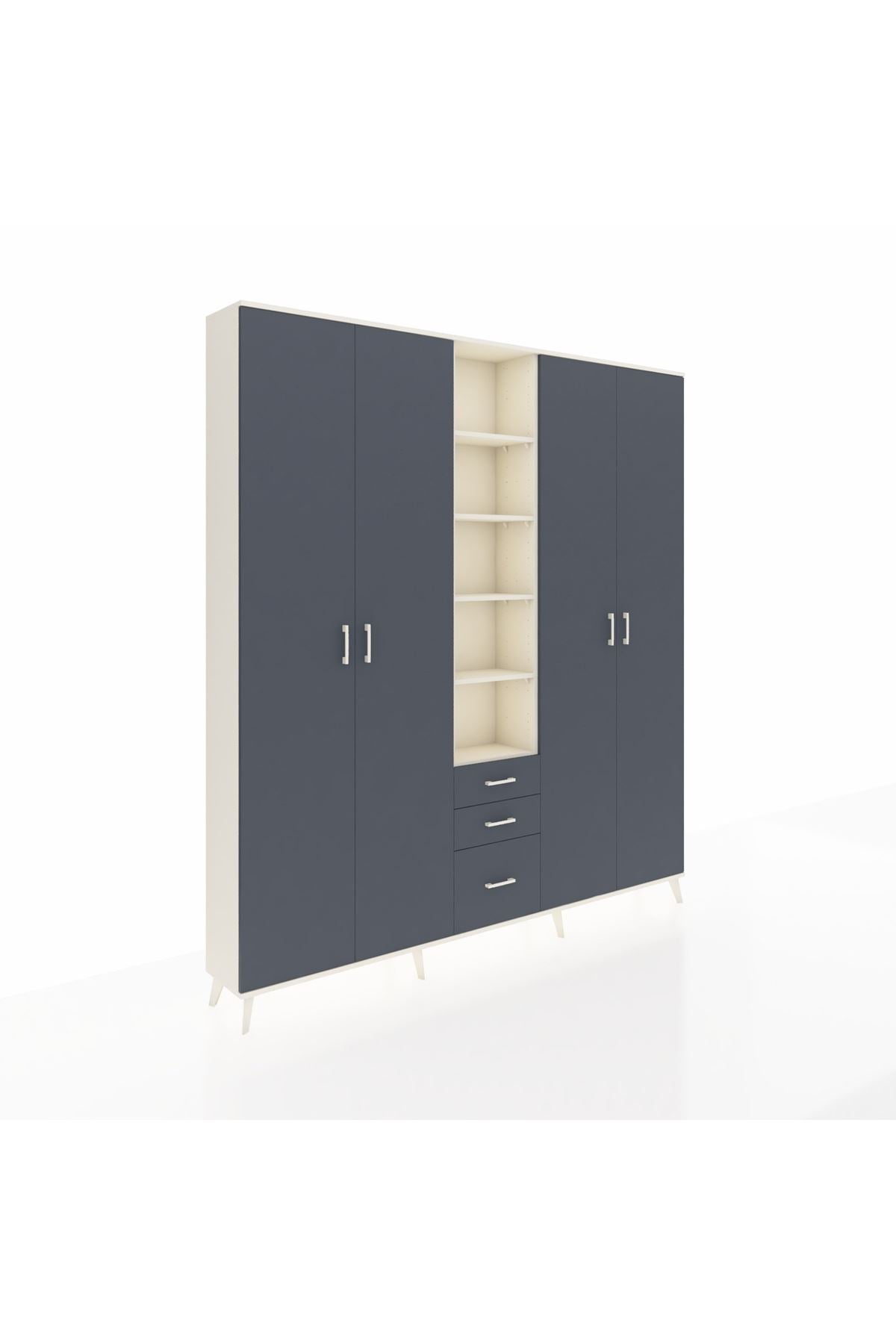 Arges Gardrop 17 Raflı 3 Çekmeceli 4 Kapaklı 220x30x243 Aytaşı-Antrasit