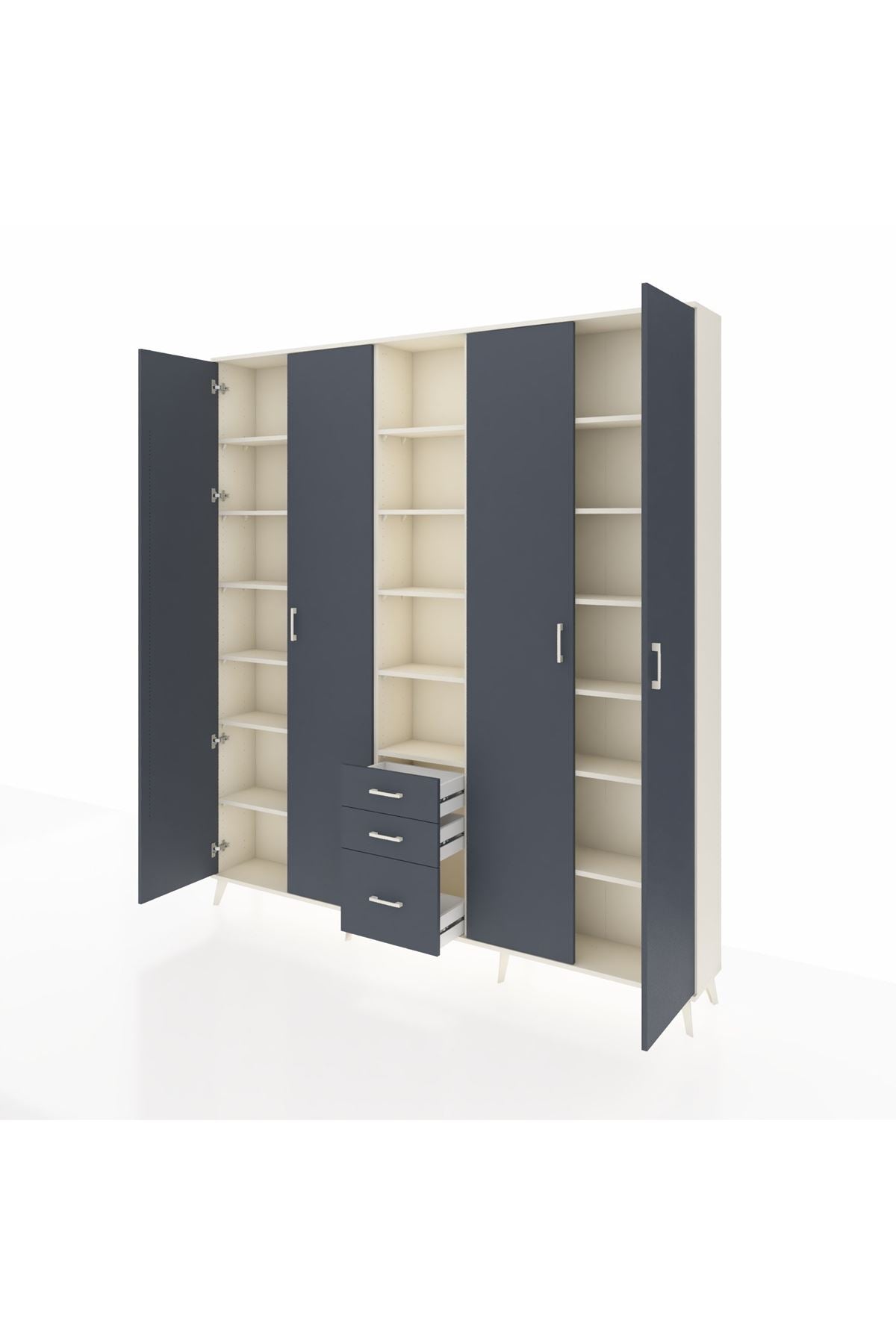 Arges Gardrop 17 Raflı 3 Çekmeceli 4 Kapaklı 220x30x243 Aytaşı-Antrasit