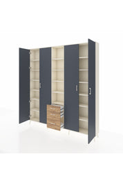 Arges Dolap 17 Raflı 3 Çekmeceli 4 Kapaklı 220x30x243 Aytaşı-Antrasit/Çam