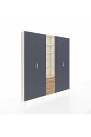 Arges Dolap 17 Raflı 3 Çekmeceli 4 Kapaklı 220x30x243 Aytaşı-Antrasit/Çam