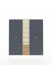 Arges Dolap 17 Raflı 3 Çekmeceli 4 Kapaklı 220x30x243 Aytaşı-Antrasit/Çam