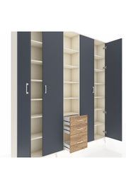 Arges Dolap 17 Raflı 3 Çekmeceli 4 Kapaklı 220x30x243 Aytaşı-Antrasit/Çam