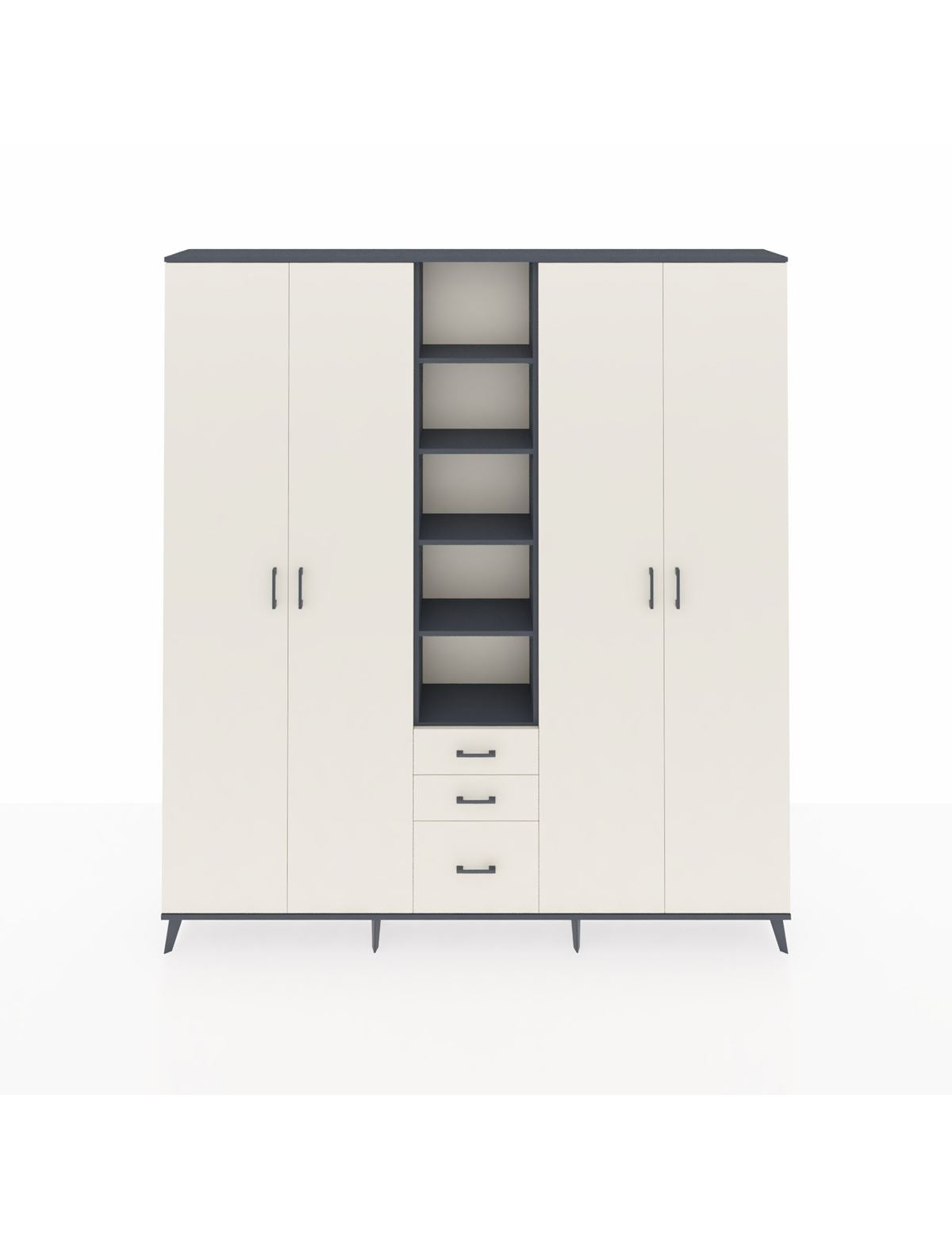 Arges Gardrop 17 Raflı 3 Çekmeceli 4 Kapaklı 220x30x243 Antrasit-Aytaşı