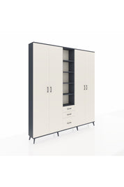 Arges Gardrop 17 Raflı 3 Çekmeceli 4 Kapaklı 220x30x243 Antrasit-Aytaşı