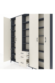 Arges Gardrop 17 Raflı 3 Çekmeceli 4 Kapaklı 220x30x243 Antrasit-Aytaşı