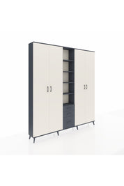 Arges Dolap 17 Raflı 3 Çekmeceli 4 Kapaklı 220x30x243 Antrasit-Aytaşı/Antrasit