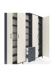 Arges Dolap 17 Raflı 3 Çekmeceli 4 Kapaklı 220x30x243 Antrasit-Aytaşı/Antrasit