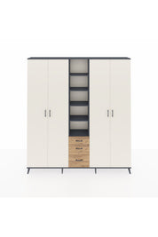 Arges Dolap 17 Raflı 3 Çekmeceli 4 Kapaklı 220x30x243 Antrasit-Aytaşı/Çam