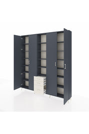 Arges Dolap 17 Raflı 3 Çekmeceli 4 Kapaklı 220x30x243 Antrasit-Antrasit/Aytaşı