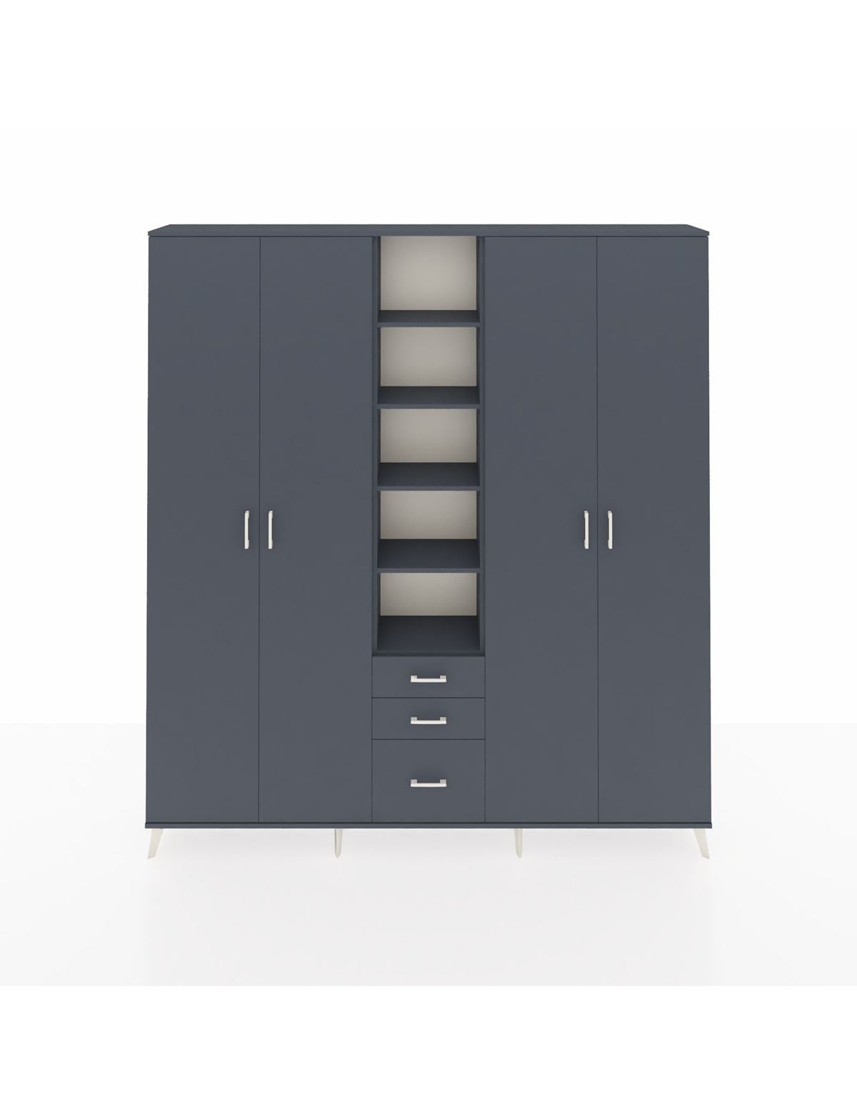 Arges Gardrop 17 Raflı 3 Çekmeceli 4 Kapaklı 220x30x243 Antrasit-Antrasit