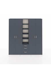 Arges Gardrop 17 Raflı 3 Çekmeceli 4 Kapaklı 220x30x243 Antrasit-Antrasit