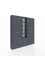 Arges Gardrop 17 Raflı 3 Çekmeceli 4 Kapaklı 220x30x243 Antrasit-Antrasit