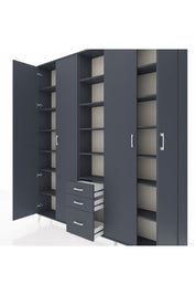 Arges Gardrop 17 Raflı 3 Çekmeceli 4 Kapaklı 220x30x243 Antrasit-Antrasit