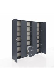 Arges Gardrop 17 Raflı 3 Çekmeceli 4 Kapaklı 220x30x243 Antrasit-Antrasit