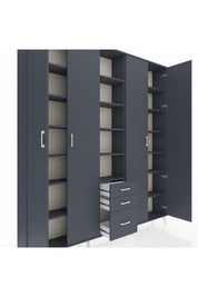 Arges Gardrop 17 Raflı 3 Çekmeceli 4 Kapaklı 220x30x243 Antrasit-Antrasit