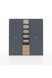 Arges Dolap 17 Raflı 3 Çekmeceli 4 Kapaklı 220x30x243 Antrasit-Antrasit/Çam