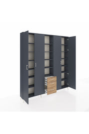 Arges Dolap 17 Raflı 3 Çekmeceli 4 Kapaklı 220x30x243 Antrasit-Antrasit/Çam