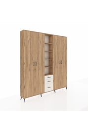Arges Dolap 17 Raflı 3 Çekmeceli 4 Kapaklı 220x30x243 Çam-Çam/Aytaşı