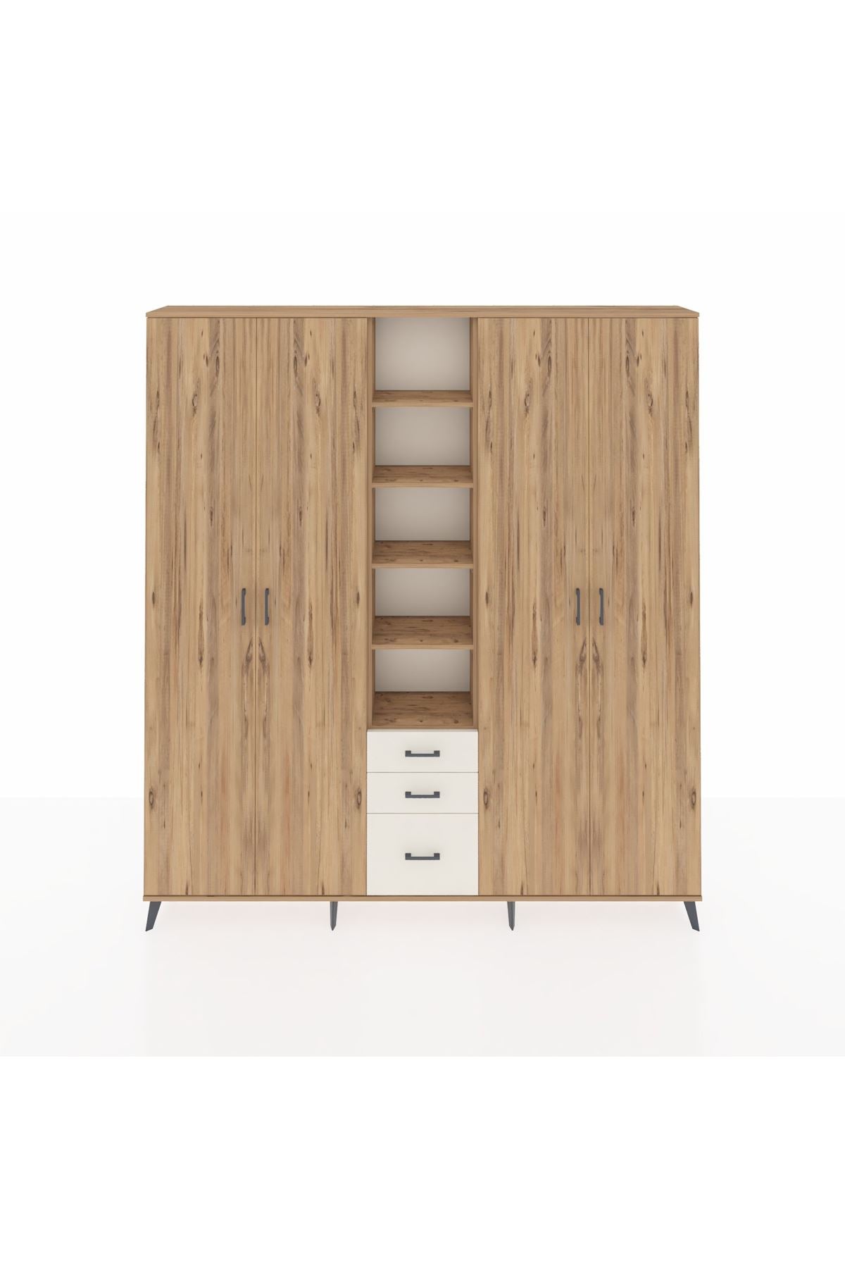 Arges Dolap 17 Raflı 3 Çekmeceli 4 Kapaklı 220x30x243 Çam-Çam/Aytaşı