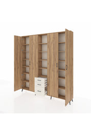 Arges Dolap 17 Raflı 3 Çekmeceli 4 Kapaklı 220x30x243 Çam-Çam/Aytaşı