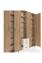 Arges Dolap 17 Raflı 3 Çekmeceli 4 Kapaklı 220x30x243 Çam-Çam/Aytaşı