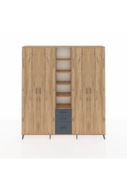 Arges Dolap 17 Raflı 3 Çekmeceli 4 Kapaklı 220x30x243 Çam-Çam/Antrasit