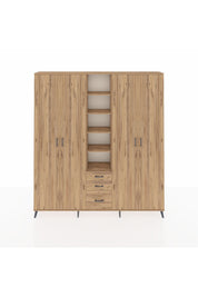 Arges Gardrop 17 Raflı 3 Çekmeceli 4 Kapaklı 220x30x243 Çam-Çam