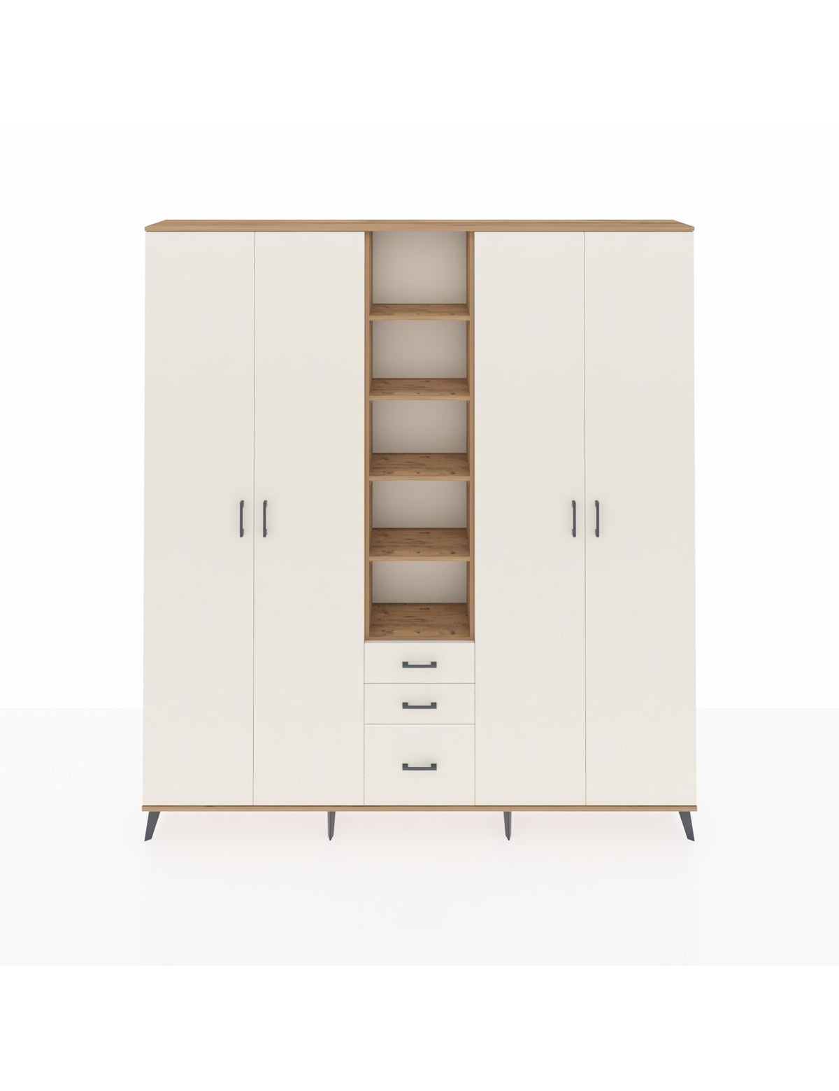 Arges Gardrop 17 Raflı 3 Çekmeceli 4 Kapaklı 220x30x243 Çam-Aytaşı