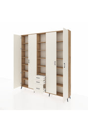 Arges Gardrop 17 Raflı 3 Çekmeceli 4 Kapaklı 220x30x243 Çam-Aytaşı