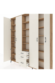 Arges Gardrop 17 Raflı 3 Çekmeceli 4 Kapaklı 220x30x243 Çam-Aytaşı