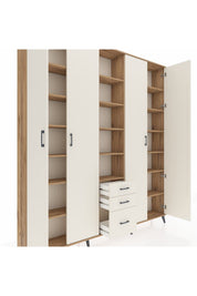 Arges Gardrop 17 Raflı 3 Çekmeceli 4 Kapaklı 220x30x243 Çam-Aytaşı