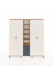 Arges Dolap 17 Raflı 3 Çekmeceli 4 Kapaklı 220x30x243 Çam-Aytaşı/Antrasit