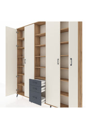 Arges Dolap 17 Raflı 3 Çekmeceli 4 Kapaklı 220x30x243 Çam-Aytaşı/Antrasit