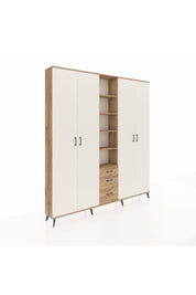 Arges Dolap 17 Raflı 3 Çekmeceli 4 Kapaklı 220x30x243 Çam-Aytaşı/Çam