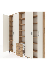 Arges Dolap 17 Raflı 3 Çekmeceli 4 Kapaklı 220x30x243 Çam-Aytaşı/Çam